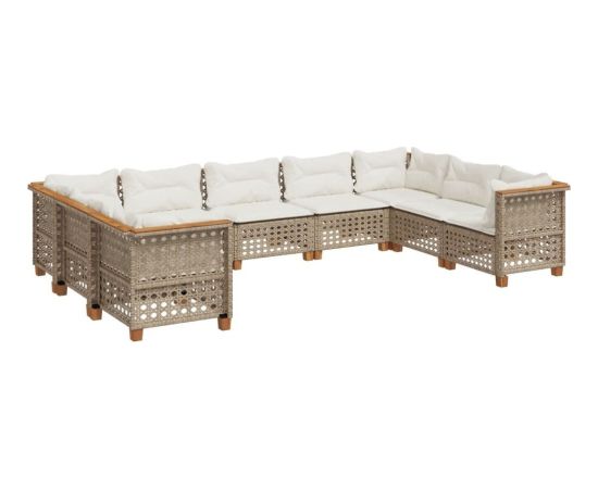 Vidaxl 9-cz. zestaw mebli ogrodowych z poduszkami, beżowy, polirattan Dārza mēbeļu komplekti