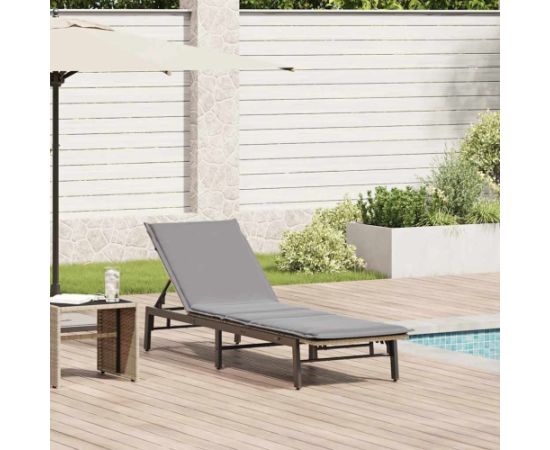 vidaXL Leżak z poduszką, beżowy, polirattan Шезлонги и пляжные стулья