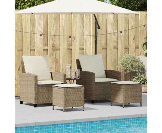 vidaXL 4-cz. zestaw mebli ogrodowych z poduszkami, beżowy, polirattan Dārza mēbeļu komplekti