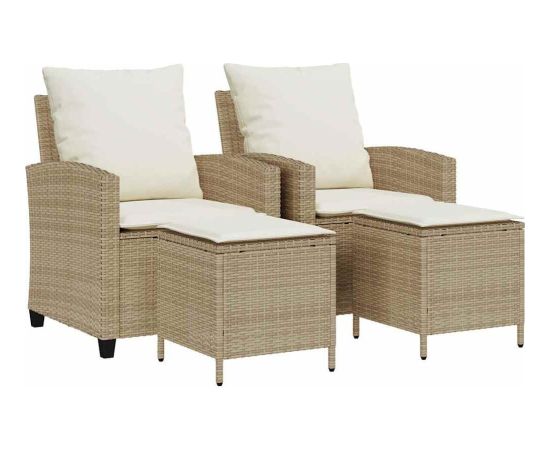 vidaXL 4-cz. zestaw mebli ogrodowych z poduszkami, beżowy, polirattan Dārza mēbeļu komplekti