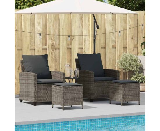 vidaXL 4-cz. zestaw wypoczynkowy do ogrodu, poduszki, szary, rattan PE Dārza mēbeļu komplekti