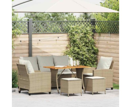 vidaXL 6-cz. zestaw mebli ogrodowych z poduszkami, beżowy, polirattan Dārza mēbeļu komplekti