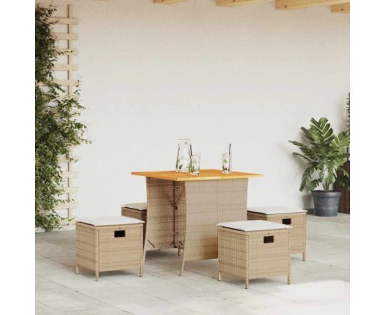 vidaXL 5-cz. zestaw mebli ogrodowych z poduszkami, beżowy, polirattan Dārza mēbeļu komplekti