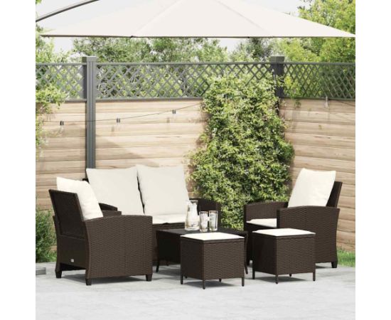 vidaXL 6-cz. zestaw wypoczynkowy do ogrodu, z poduszkami, brązowy Dārza mēbeļu komplekti