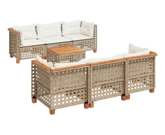 vidaXL 7-cz. zestaw wypoczynkowy do ogrodu, z poduszkami, beżowy Dārza mēbeļu komplekti