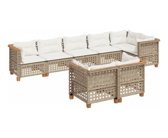 vidaXL 8-cz. zestaw mebli ogrodowych z poduszkami, beżowy, polirattan Dārza mēbeļu komplekti