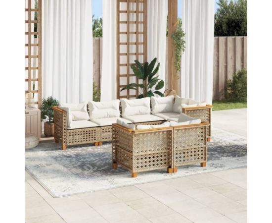 vidaXL 7-cz. zestaw wypoczynkowy do ogrodu, z poduszkami, beżowy Dārza mēbeļu komplekti