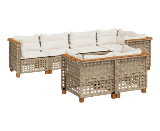 vidaXL 7-cz. zestaw wypoczynkowy do ogrodu, z poduszkami, beżowy Dārza mēbeļu komplekti