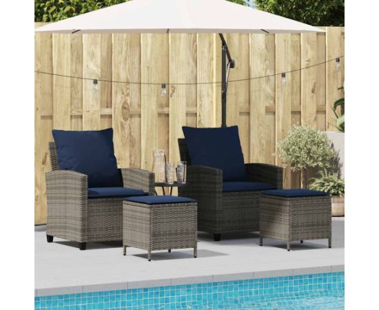 vidaXL 4-cz. zestaw wypoczynkowy do ogrodu, poduszki, szary, rattan PE Dārza mēbeļu komplekti