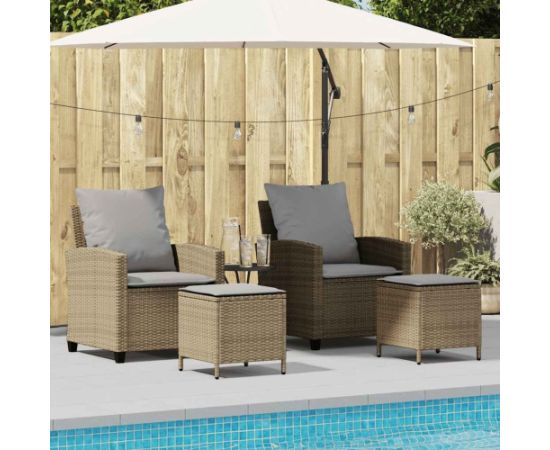 vidaXL 4-cz. zestaw mebli ogrodowych z poduszkami, beżowy, polirattan Dārza mēbeļu komplekti