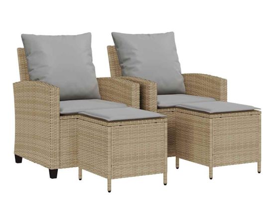 vidaXL 4-cz. zestaw mebli ogrodowych z poduszkami, beżowy, polirattan Dārza mēbeļu komplekti