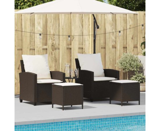 vidaXL 4-cz zestaw wypoczynkowy do ogrodu, poduszki, brązowy rattan PE Dārza mēbeļu komplekti