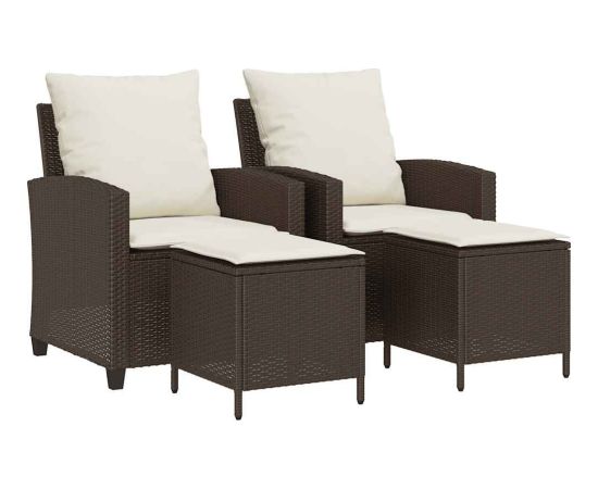 vidaXL 4-cz zestaw wypoczynkowy do ogrodu, poduszki, brązowy rattan PE Dārza mēbeļu komplekti