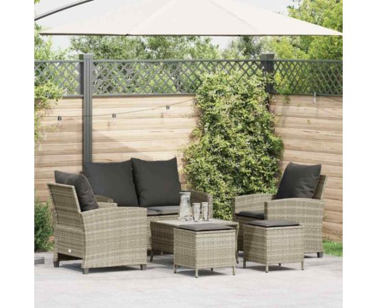 vidaXL 6-cz. zestaw mebli ogrodowych, z poduszkami, jasnoszary Dārza mēbeļu komplekti