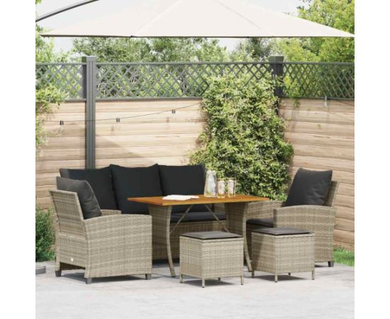 vidaXL 6-cz. zestaw mebli ogrodowych, z poduszkami, jasnoszary Dārza mēbeļu komplekti