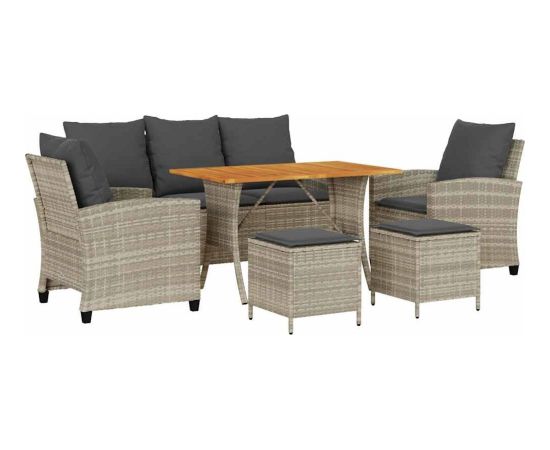 vidaXL 6-cz. zestaw mebli ogrodowych, z poduszkami, jasnoszary Dārza mēbeļu komplekti