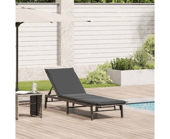 vidaXL Leżak z poduszką, jasnoszary, polirattan Шезлонги и пляжные стулья