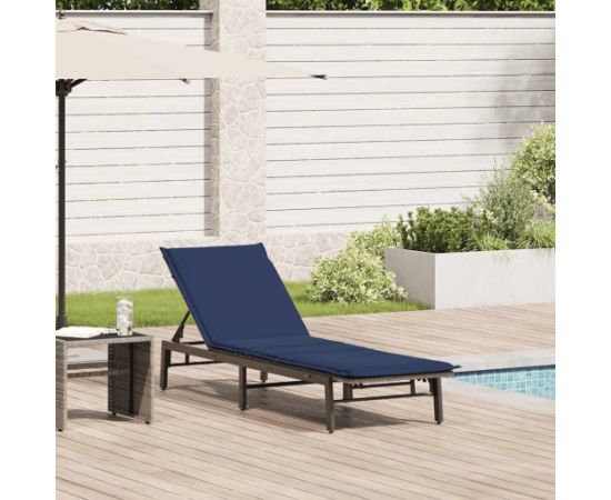 vidaXL Leżak z poduszką, szary, polirattan Шезлонги и пляжные стулья