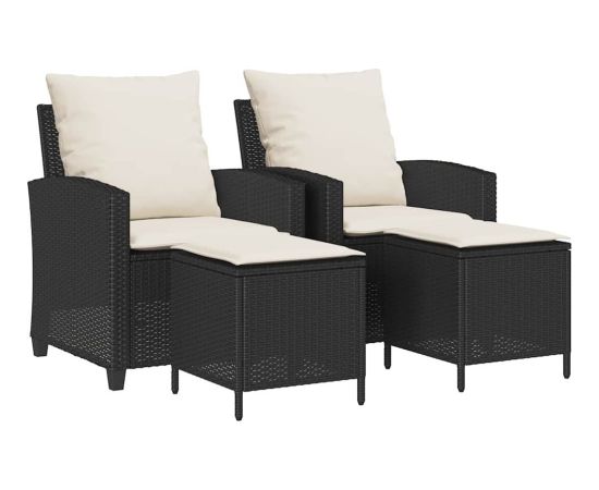 vidaXL 4-cz. zestaw wypoczynkowy do ogrodu, poduszki, czarny rattan PE Dārza mēbeļu komplekti