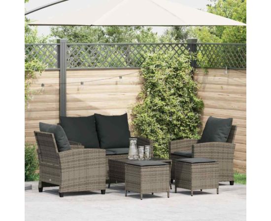 vidaXL 6-cz. zestaw mebli ogrodowych z poduszkami, szary, polirattan Dārza mēbeļu komplekti