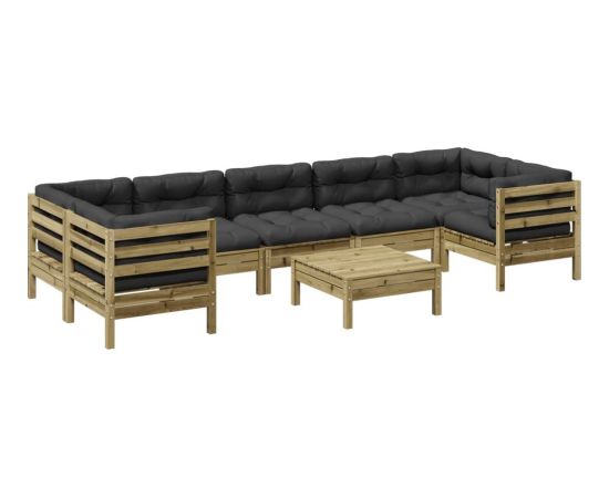 Vidaxl 8-cz. zestaw wypoczynkowy do ogrodu, z poduszkami, impregnowany Dārza mēbeļu komplekti