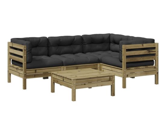 Vidaxl 5-cz. zestaw mebli do ogrodu, z poduszkami, impregnowana sosna Dārza mēbeļu komplekti