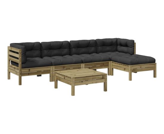 Vidaxl 6-cz. ogrodowy zestaw wypoczynkowy z poduszkami, sosnowy Dārza mēbeļu komplekti