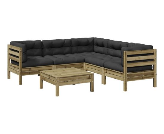 Vidaxl 6-cz. ogrodowy zestaw wypoczynkowy z poduszkami, sosnowy Dārza mēbeļu komplekti