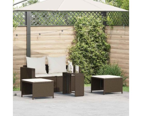 vidaXL 5-częściowy zestaw ogrodowy z poduszkami, składany, brązowy Dārza mēbeļu komplekti