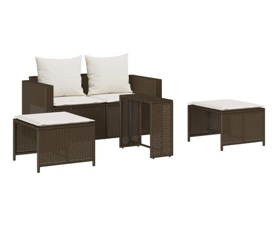 vidaXL 5-częściowy zestaw ogrodowy z poduszkami, składany, brązowy Dārza mēbeļu komplekti