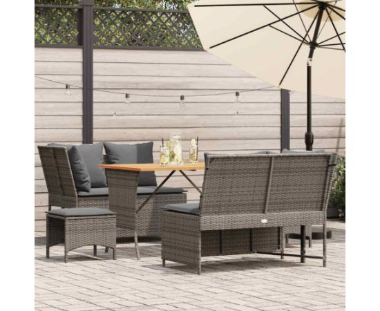 vidaXL 5-cz. zestaw wypoczynkowy do ogrodu, poduszki, szary rattan PE Dārza mēbeļu komplekti