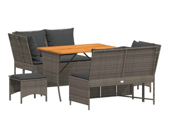 vidaXL 5-cz. zestaw wypoczynkowy do ogrodu, poduszki, szary rattan PE Dārza mēbeļu komplekti