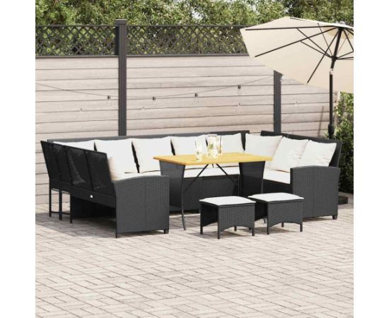 vidaXL 4-cz. zestaw wypoczynkowy do ogrodu, poduszki, czarny rattan PE Dārza mēbeļu komplekti