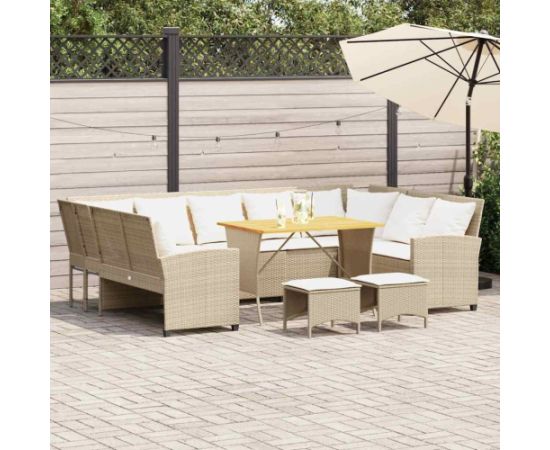 vidaXL 4-cz. zestaw mebli ogrodowych z poduszkami, beżowy, polirattan Dārza mēbeļu komplekti
