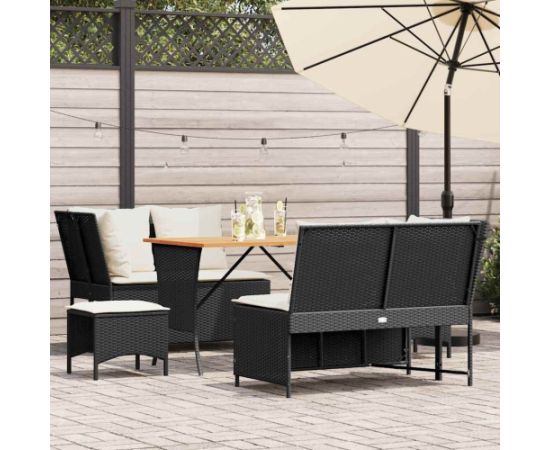 vidaXL 5-cz. zestaw wypoczynkowy do ogrodu, poduszki, czarny rattan PE Dārza mēbeļu komplekti