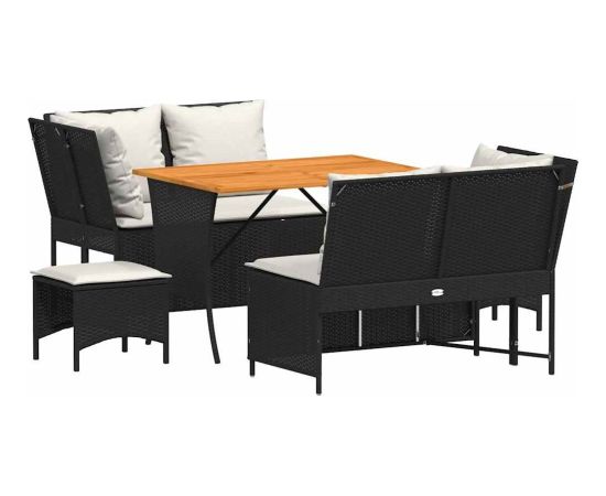 vidaXL 5-cz. zestaw wypoczynkowy do ogrodu, poduszki, czarny rattan PE Dārza mēbeļu komplekti