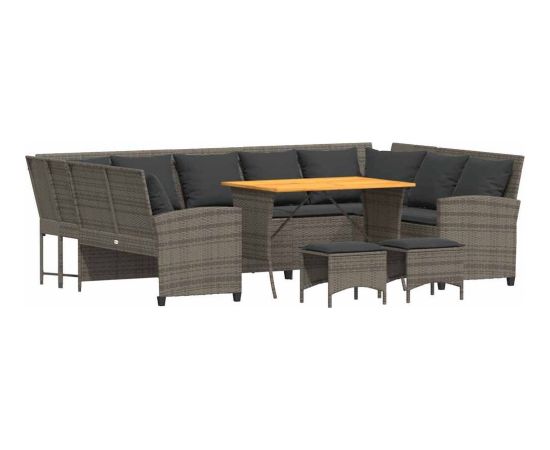 vidaXL 4-cz. zestaw wypoczynkowy do ogrodu, poduszki, szary, rattan PE Dārza mēbeļu komplekti