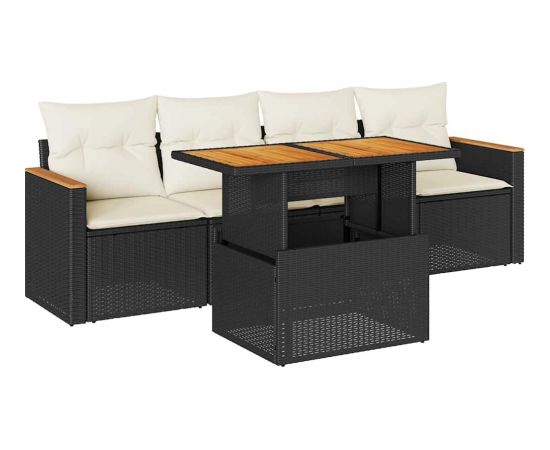 Vidaxl 5-cz. zestaw wypoczynkowy do ogrodu, poduszki polirattan akacja Dārza mēbeļu komplekti