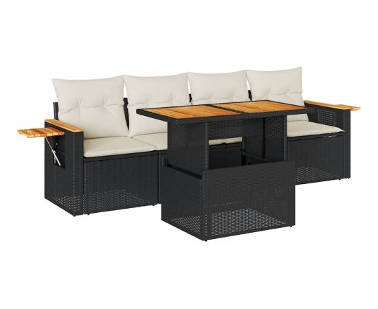 Vidaxl 5-cz. zestaw wypoczynkowy do ogrodu, poduszki polirattan akacja Dārza mēbeļu komplekti