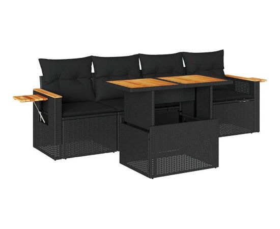 Vidaxl 5-cz. zestaw wypoczynkowy do ogrodu, poduszki polirattan akacja Dārza mēbeļu komplekti