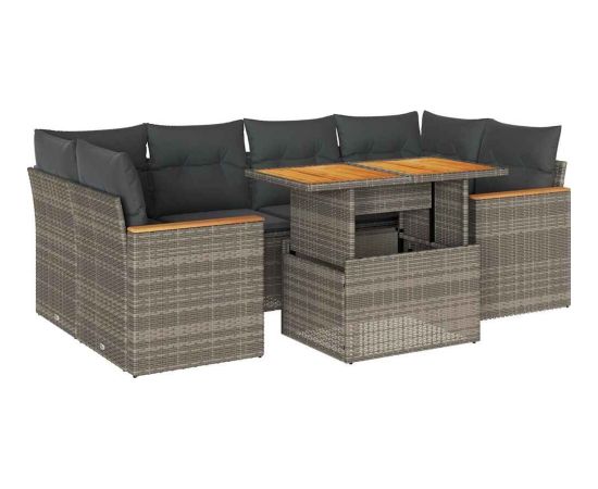 Vidaxl 6-cz. zestaw mebli z poduszkami, szary, polirattan i akacja Dārza mēbeļu komplekti