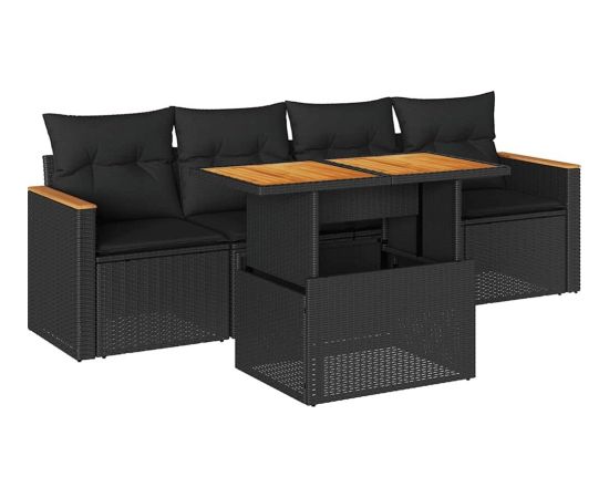 Vidaxl 5-cz. zestaw wypoczynkowy do ogrodu, poduszki polirattan akacja Dārza mēbeļu komplekti