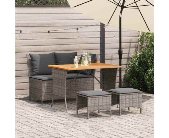 vidaXL 4-cz. zestaw mebli do ogrodu, poduszki, szary rattan PE Dārza mēbeļu komplekti