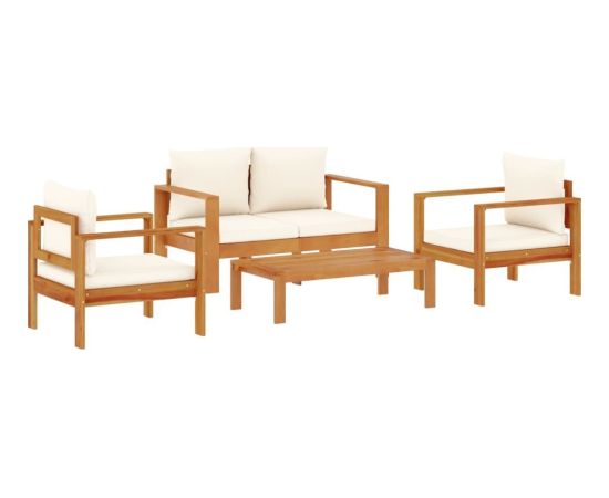 Vidaxl 4-cz. zestaw wypoczynkowy do ogrodu, poduszki, drewno akacjowe Dārza mēbeļu komplekti