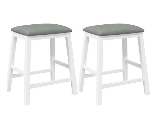 vidaXL Krzesła barowe z poduszkami 2 szt. Białe lite drewno gumowe Кухонные стулья