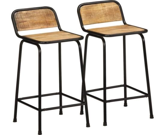 Vidaxl Hokery barowe 2 szt. 46x35,5x80 cm Drewno lite surowe mango Virtuves krēsli