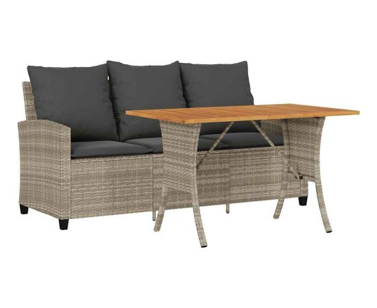 Vidaxl Sofa ogrodowa 3-osobowa z poduszkami i stołem Jasnoszary Dārza mēbeļu komplekti