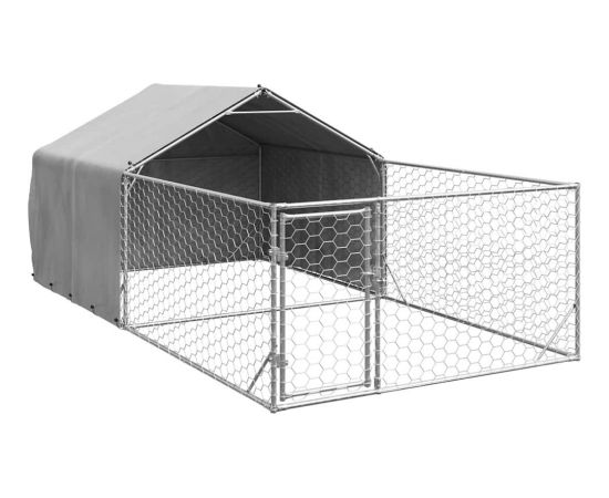 Vidaxl Zewnętrzna buda dla psa z wybiegiem 5x2x1,5 m Stal ocynkowana Guļvieta mājdzīvniekiem