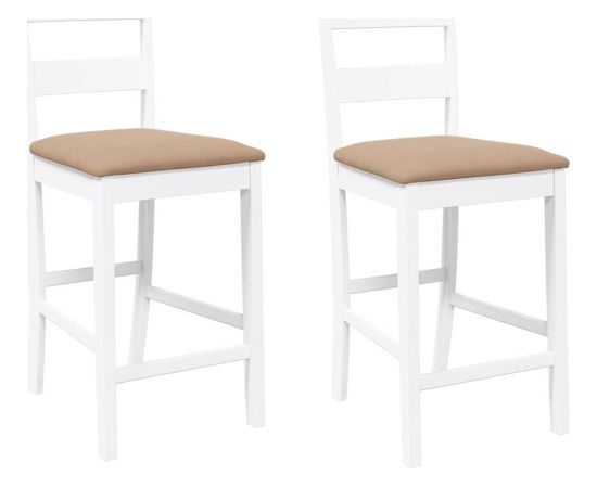 vidaXL Hokery barowe z poduszkami 2 szt. Białe lite drewno gumowe Virtuves krēsli