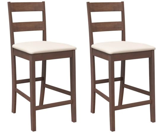 vidaXL Hokery barowe z poduszkami 2 szt. Brązowe lite drewno gumowe Virtuves krēsli